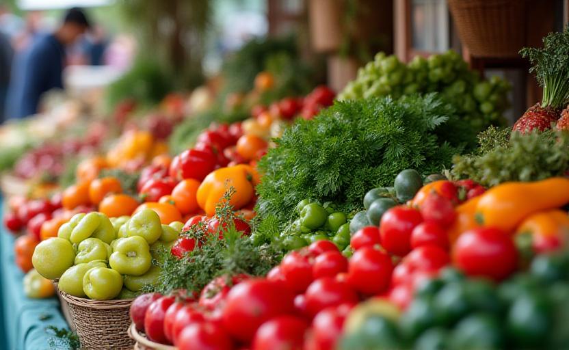 Local farmers market with fresh produce