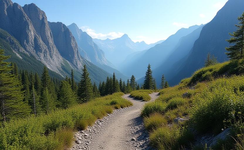 Mountain hiking trail in Canadian Rockies